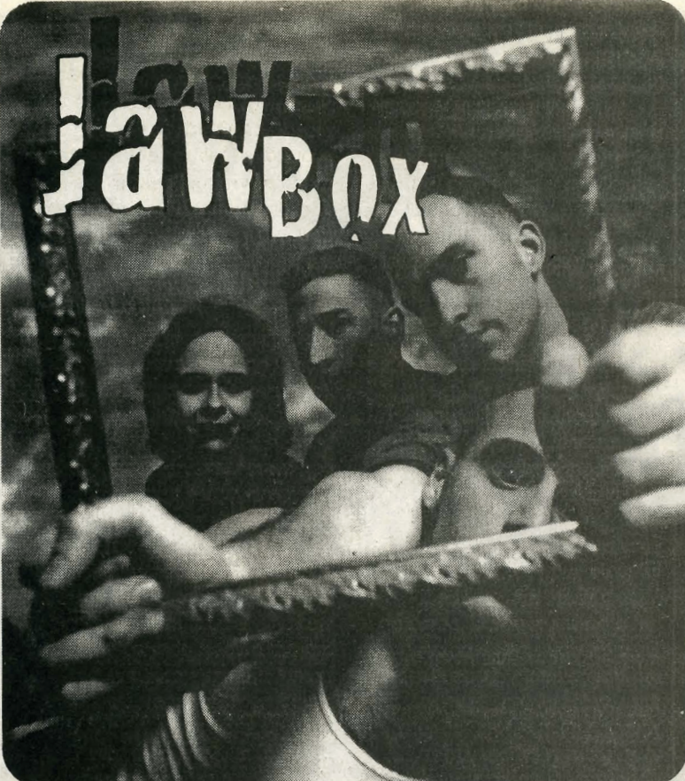The band Jawbox holding an empty frame